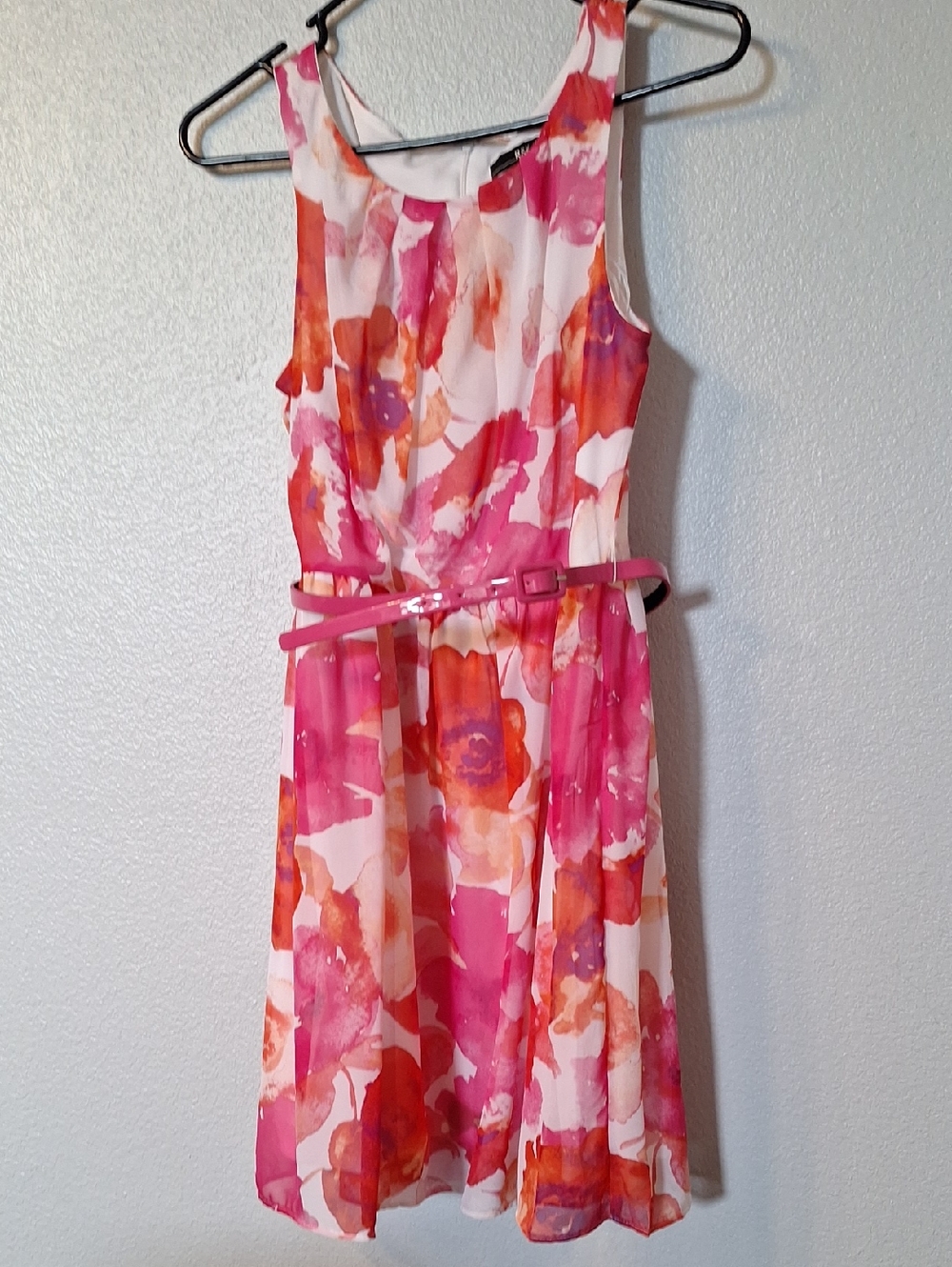 R&K Pink and Orange Floral Belted Sundress